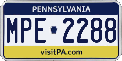 PA license plate MPE2288
