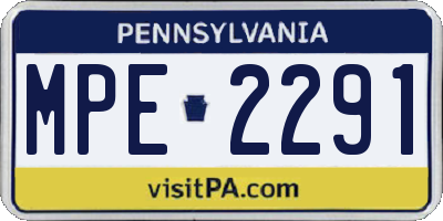 PA license plate MPE2291