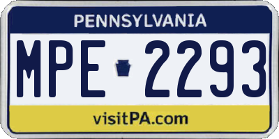 PA license plate MPE2293