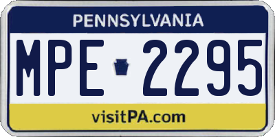 PA license plate MPE2295
