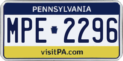 PA license plate MPE2296