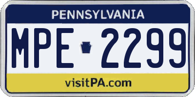 PA license plate MPE2299