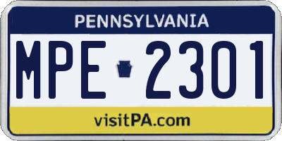 PA license plate MPE2301