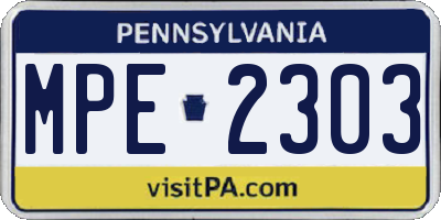 PA license plate MPE2303
