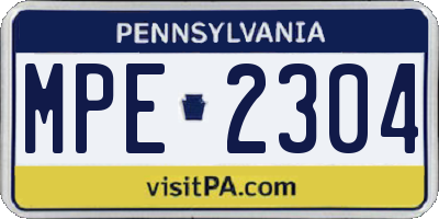 PA license plate MPE2304