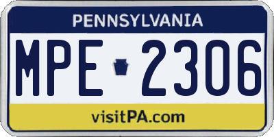 PA license plate MPE2306