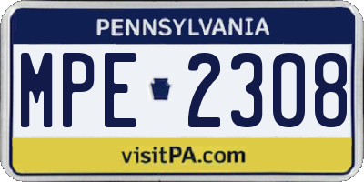 PA license plate MPE2308