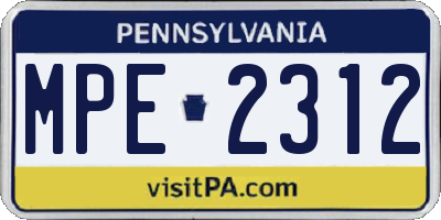 PA license plate MPE2312