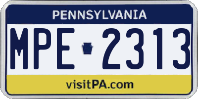 PA license plate MPE2313