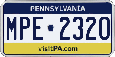 PA license plate MPE2320