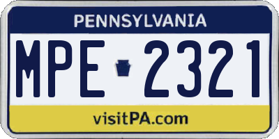 PA license plate MPE2321