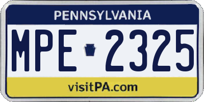 PA license plate MPE2325