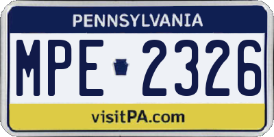 PA license plate MPE2326