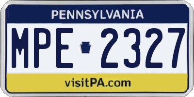 PA license plate MPE2327