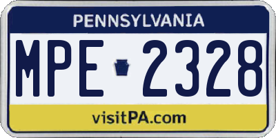 PA license plate MPE2328