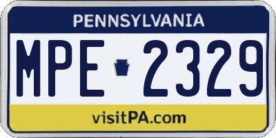 PA license plate MPE2329