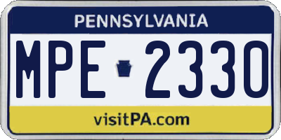 PA license plate MPE2330