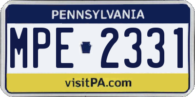 PA license plate MPE2331