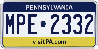 PA license plate MPE2332