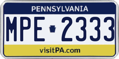 PA license plate MPE2333