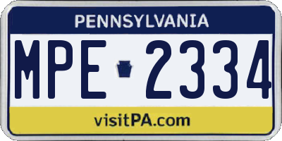 PA license plate MPE2334