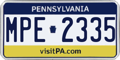 PA license plate MPE2335
