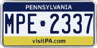 PA license plate MPE2337