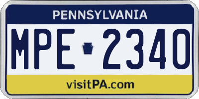 PA license plate MPE2340