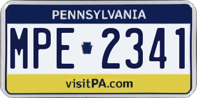 PA license plate MPE2341