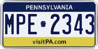 PA license plate MPE2343