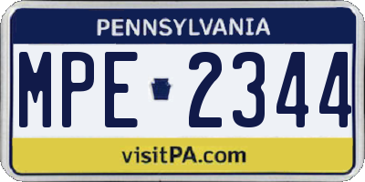 PA license plate MPE2344
