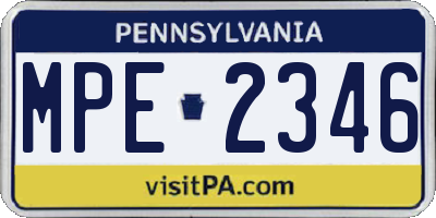 PA license plate MPE2346