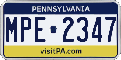 PA license plate MPE2347