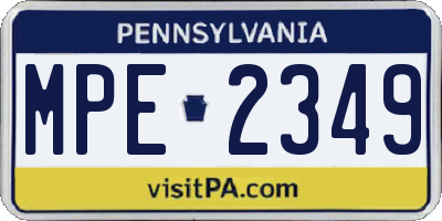 PA license plate MPE2349