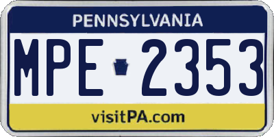 PA license plate MPE2353