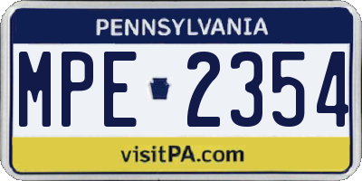 PA license plate MPE2354