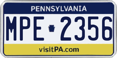 PA license plate MPE2356