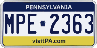PA license plate MPE2363