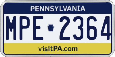 PA license plate MPE2364