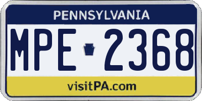 PA license plate MPE2368