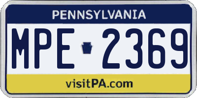 PA license plate MPE2369