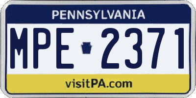 PA license plate MPE2371