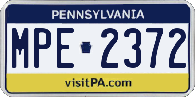 PA license plate MPE2372