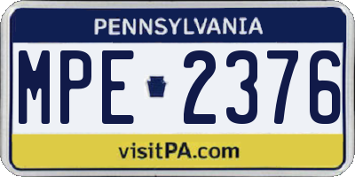 PA license plate MPE2376