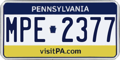 PA license plate MPE2377