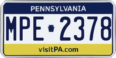 PA license plate MPE2378