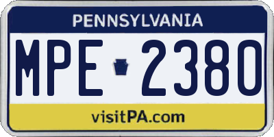 PA license plate MPE2380