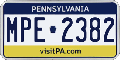 PA license plate MPE2382