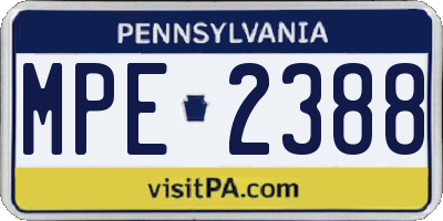 PA license plate MPE2388