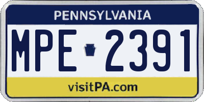 PA license plate MPE2391